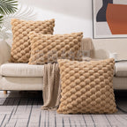 Soft Marshmallow Cushion Cover Plush Textured Faux Fur Pillowcase for Sofa