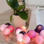 Cotton Ball String Lights LED Fairy Lights with Woven Cotton Balls Battery or USB Powered Garland Lights for Bedroom | Living Room | Nursery and Party