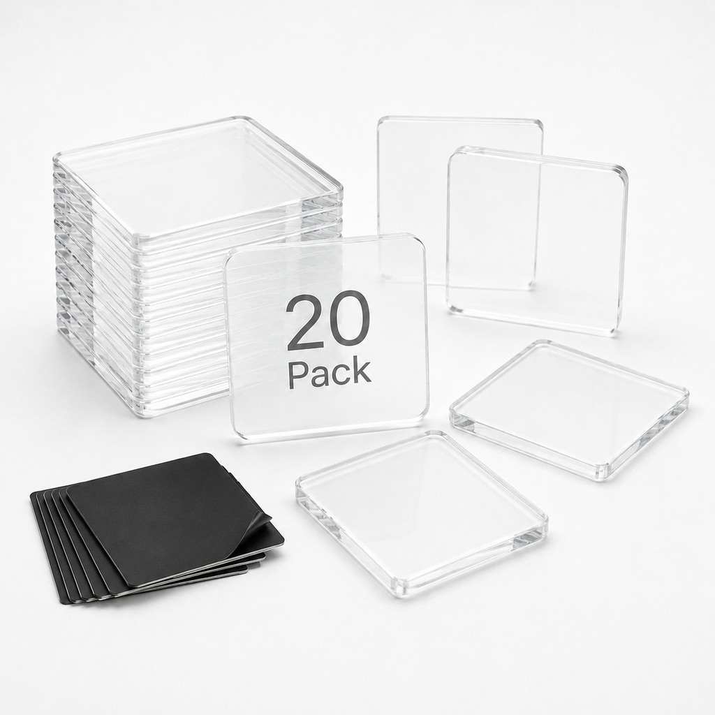 DIY Acrylic Photo Fridge Magnets Clear Picture Frame Magnet Kit for Kids Drawings and Photos Self Adhesive Refrigerator Magnets for Kitchen Display