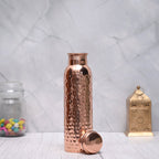 Hammered Copper Finish Water Bottle Stainless Steel Leak Proof Reusable Drinks Bottle with Screw Cap for Office | Yoga and Travel