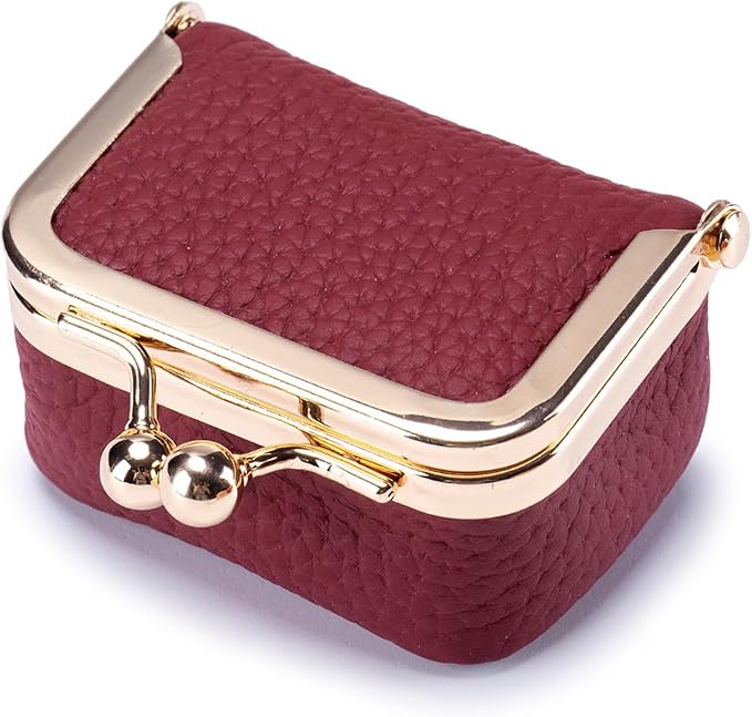 Mini Travel Jewellery Box Faux Leather Kiss Lock Jewellery Case with Ring Slots for Rings | Earrings and Necklaces