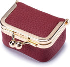Mini Travel Jewellery Box Faux Leather Kiss Lock Jewellery Case with Ring Slots for Rings | Earrings and Necklaces