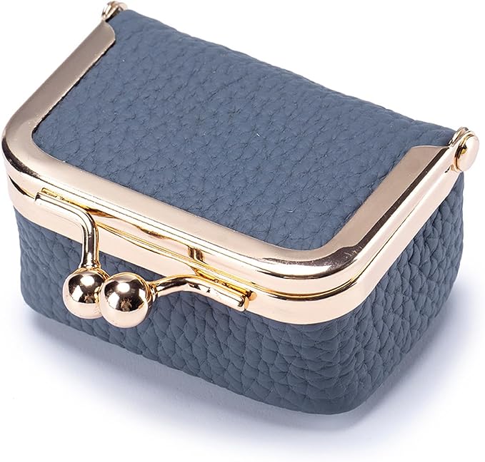 Mini Travel Jewellery Box Faux Leather Kiss Lock Jewellery Case with Ring Slots for Rings | Earrings and Necklaces