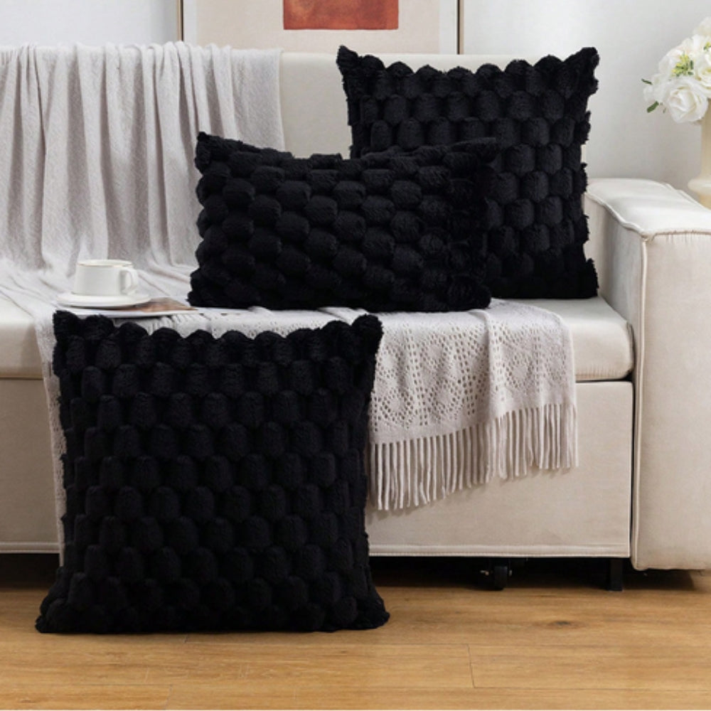 Soft Marshmallow Cushion Cover Plush Textured Faux Fur Pillowcase for Sofa