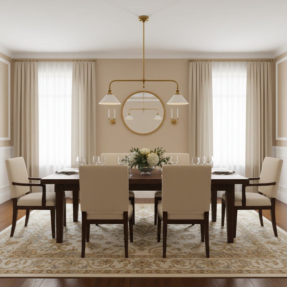 Modern Brass Pendant Light With Ceramic Shades for Dining Room — Ashbury Home & Living