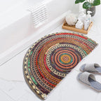 Half Moon Doormat Boho Mandala Entrance Mat Non Slip Absorbent Thin Door Mat for Hallway | Porch and Bathroom