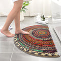 Half Moon Doormat Boho Mandala Entrance Mat Non Slip Absorbent Thin Door Mat for Hallway | Porch and Bathroom