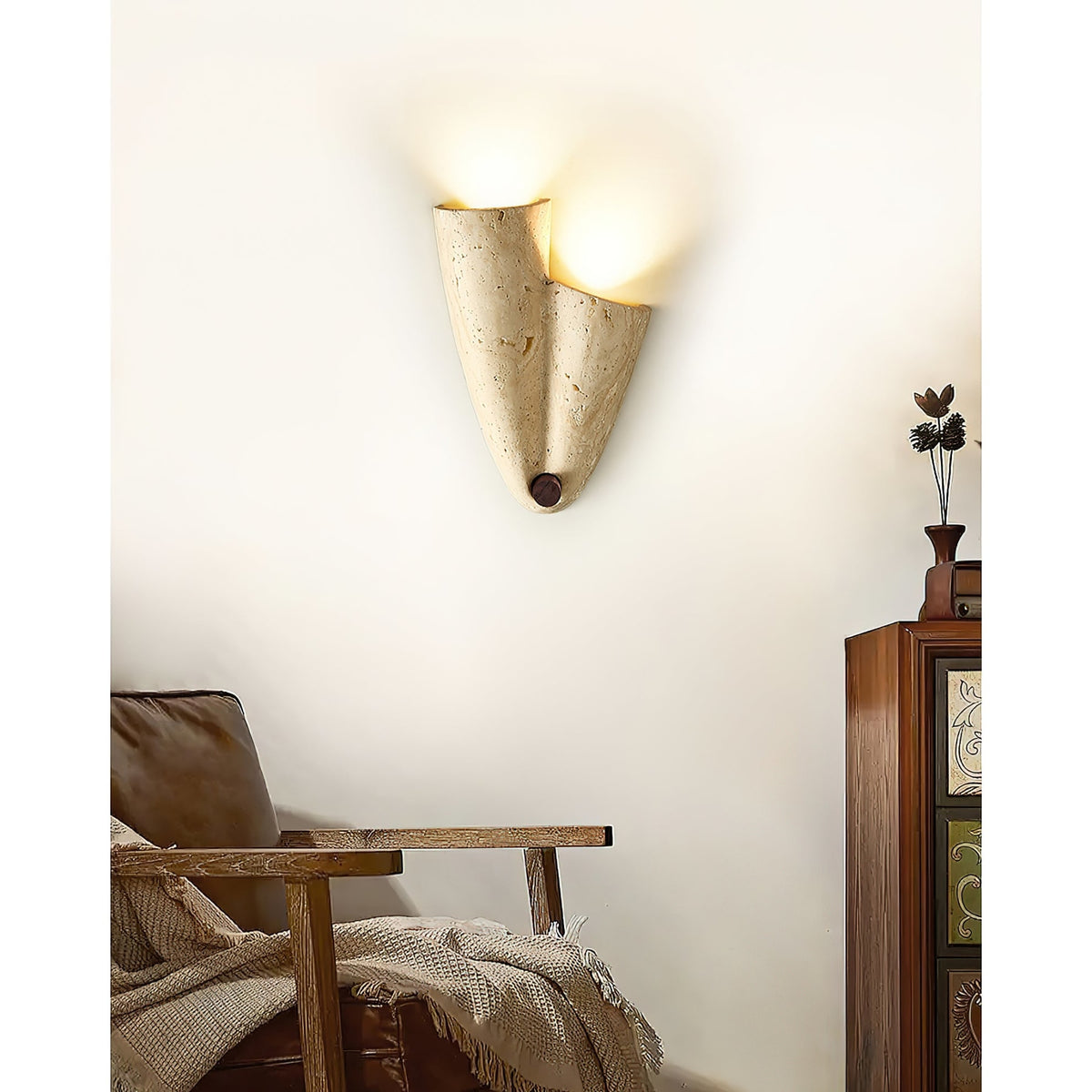 Modern Travertine Wall Light With Warm LED Glow — Ashbury Home & Living