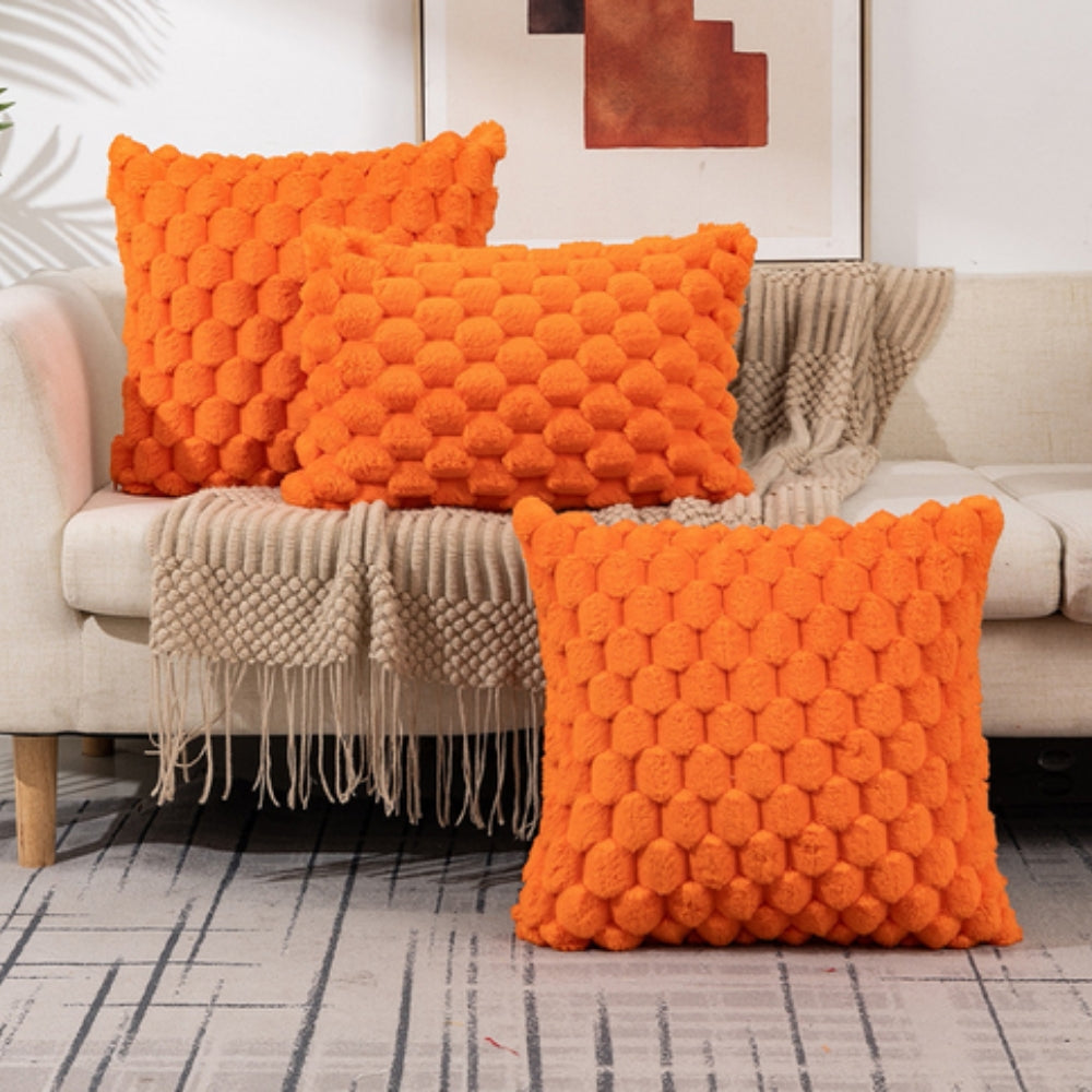 Soft Marshmallow Cushion Cover Plush Textured Faux Fur Pillowcase for Sofa
