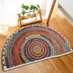 Half Moon Doormat Boho Mandala Entrance Mat Non Slip Absorbent Thin Door Mat for Hallway | Porch and Bathroom