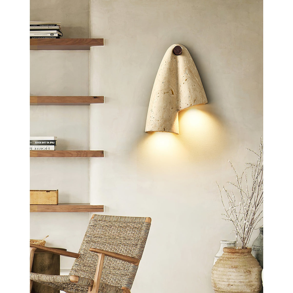 Modern Travertine Wall Light With Warm LED Glow — Ashbury Home & Living