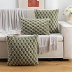 Soft Marshmallow Cushion Cover Plush Textured Faux Fur Pillowcase for Sofa