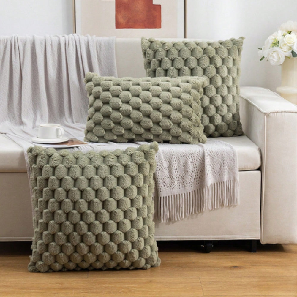 Soft Marshmallow Cushion Cover Plush Textured Faux Fur Pillowcase for Sofa