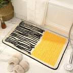 Abstract Bath Mat Tufted Non Slip Bathroom Rug Soft Absorbent Machine Washable Shower Mat with Colour Block Design for Bathroom and Bedroom