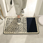 Abstract Bath Mat Tufted Non Slip Bathroom Rug Soft Absorbent Machine Washable Shower Mat with Colour Block Design for Bathroom and Bedroom