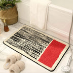 Abstract Bath Mat Tufted Non Slip Bathroom Rug Soft Absorbent Machine Washable Shower Mat with Colour Block Design for Bathroom and Bedroom