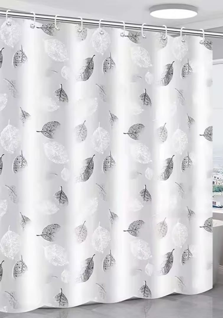 Waterproof Shower Curtain with Hooks PEVA Printed Bath Curtain Mould Resistant Easy Clean Shower Curtain for Bathroom and Bathtub