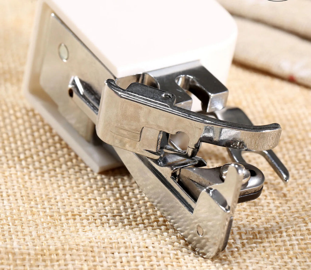Side Cutter Presser Foot for Sewing Machines Metal Overlock Foot that Cuts and Sews in One Step for Low Shank Domestic Machines