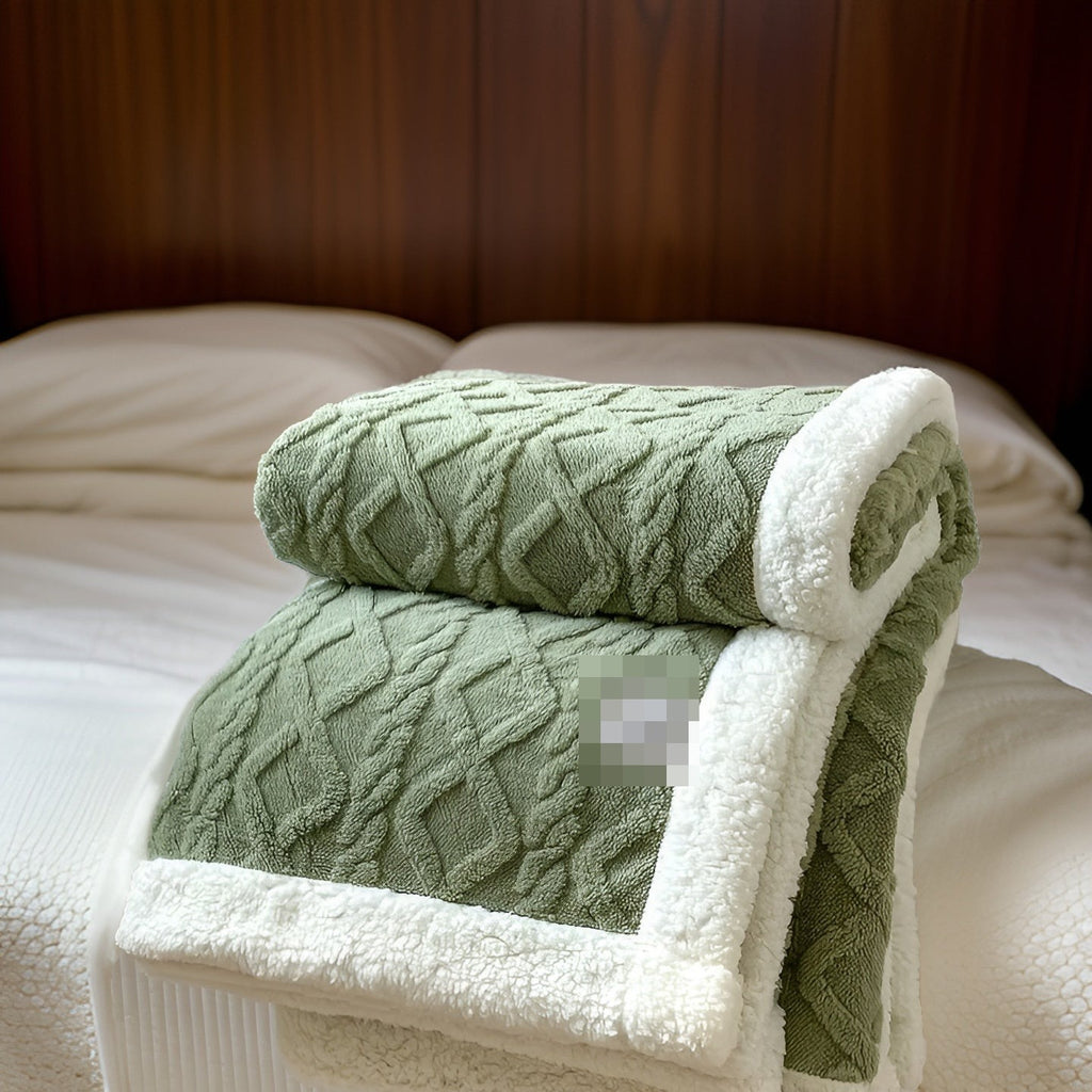 Sherpa Fleece Blanket Double Sided Cable Textured Flannel Throw with Fluffy Lining Warm Bed Blanket for Sofa | Bed and Armchair