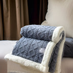Sherpa Fleece Blanket Double Sided Cable Textured Flannel Throw with Fluffy Lining Warm Bed Blanket for Sofa | Bed and Armchair