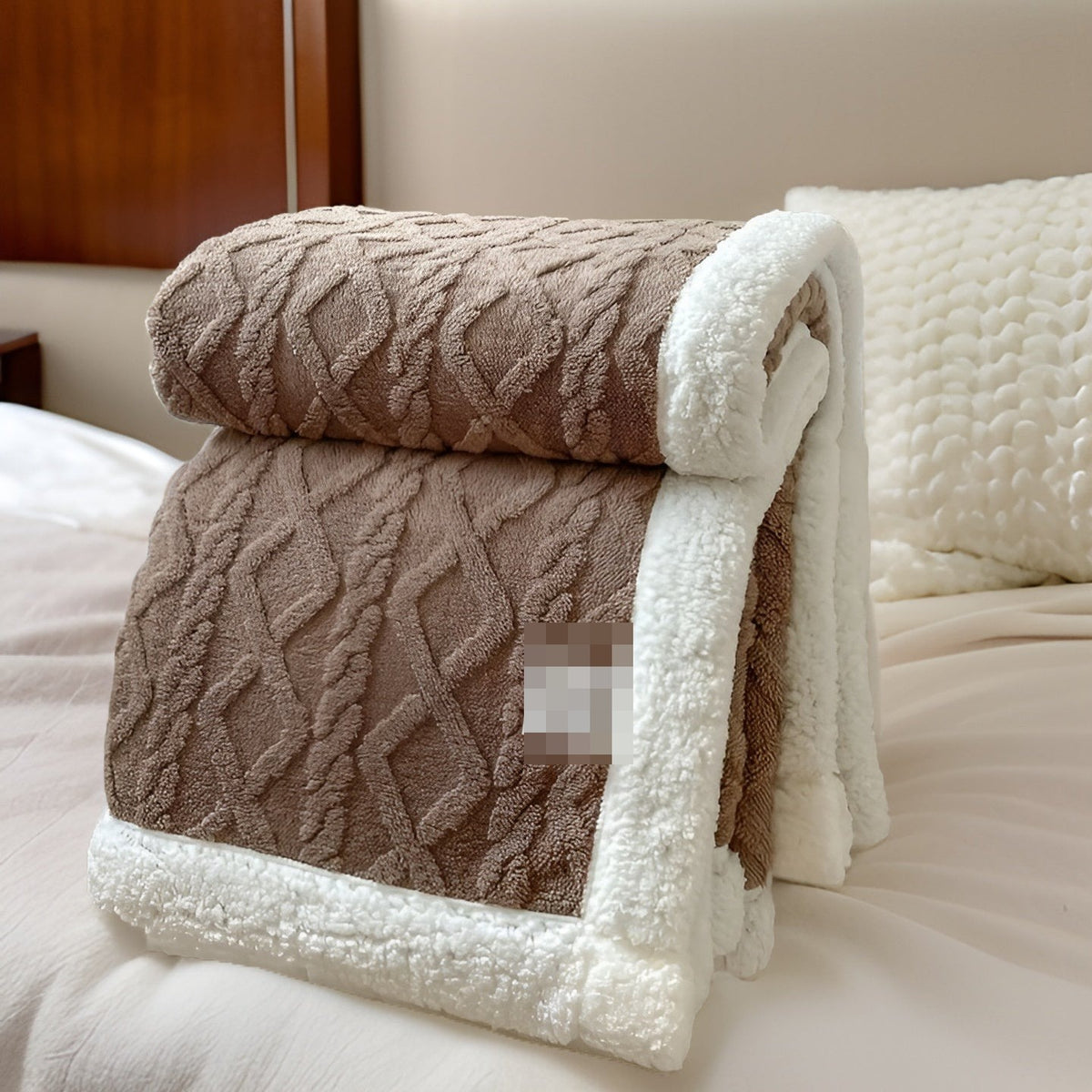 Sherpa Fleece Blanket Double Sided Cable Textured Flannel Throw with Fluffy Lining Warm Bed Blanket for Sofa | Bed and Armchair