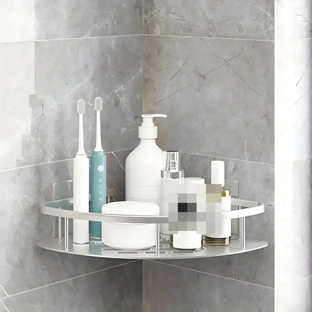 Corner Shower Shelf Self Adhesive Aluminium Bathroom Caddy No Drill Wall Mounted Storage Rack with Hook for Shower | Bathroom and Kitchen