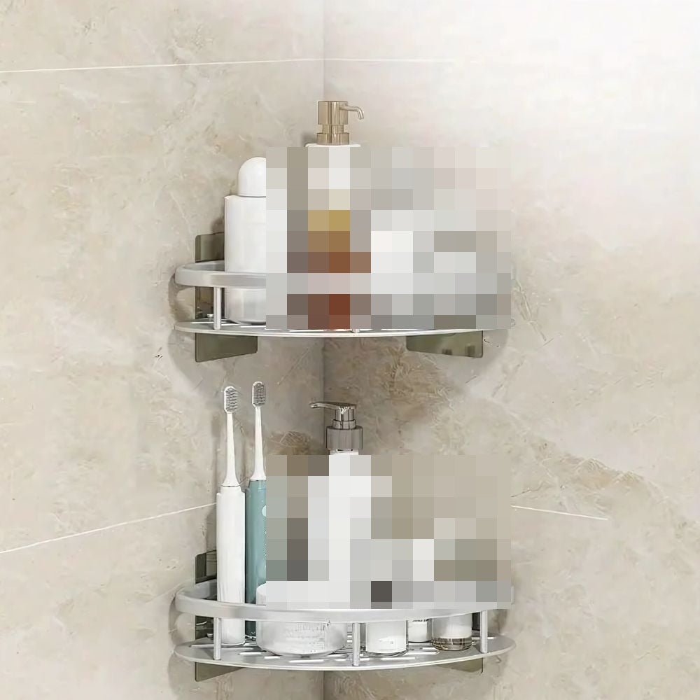 Corner Shower Shelf Self Adhesive Aluminium Bathroom Caddy No Drill Wall Mounted Storage Rack with Hook for Shower | Bathroom and Kitchen