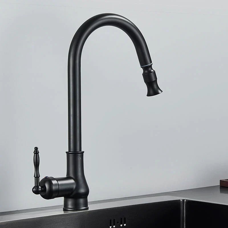 Vintage Pull Out Kitchen Tap Solid Brass Traditional Single Lever Kitchen Mixer Tap with Pull Down Spray Head for Farmhouse and Classic Kitchens