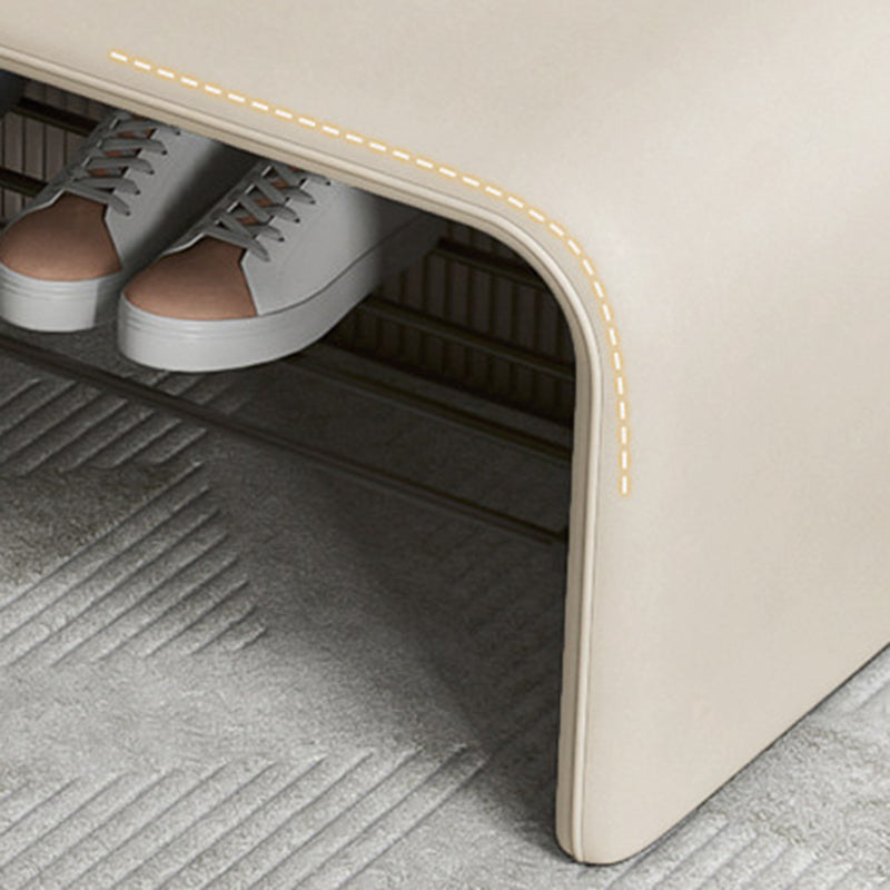 Faux Leather Shoe Bench with Storage Shelf Carbon Steel Entryway Bench Upholstered Hallway Seat with Side Pocket for Entryway and Bedroom