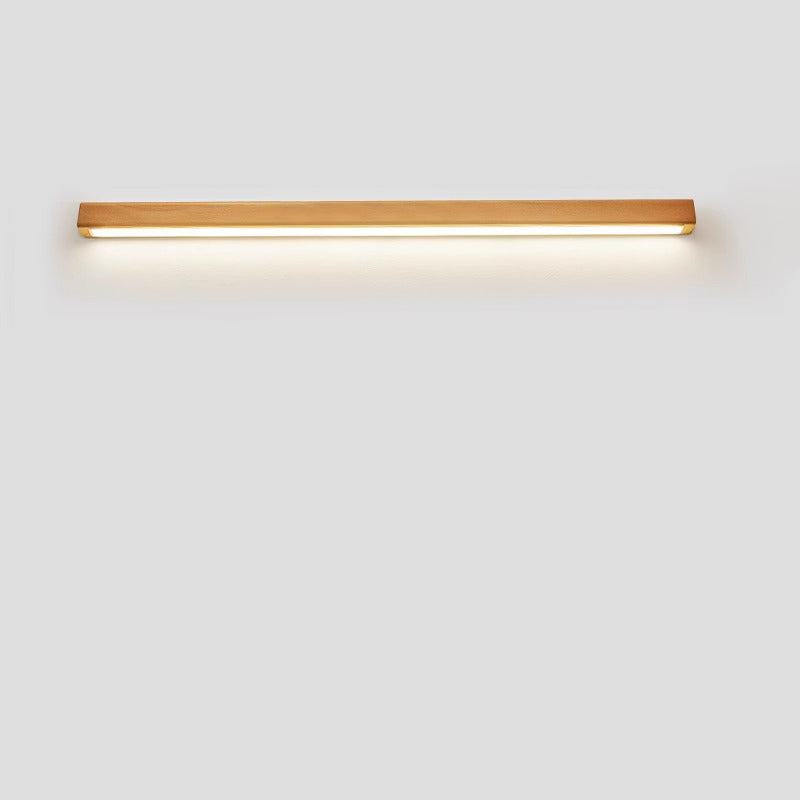 Solid Wood LED Wall Light Linear Strip Wall Lamp Japanese Minimalist Mirror Light for Bathroom Vanity | Bedside and Hallway