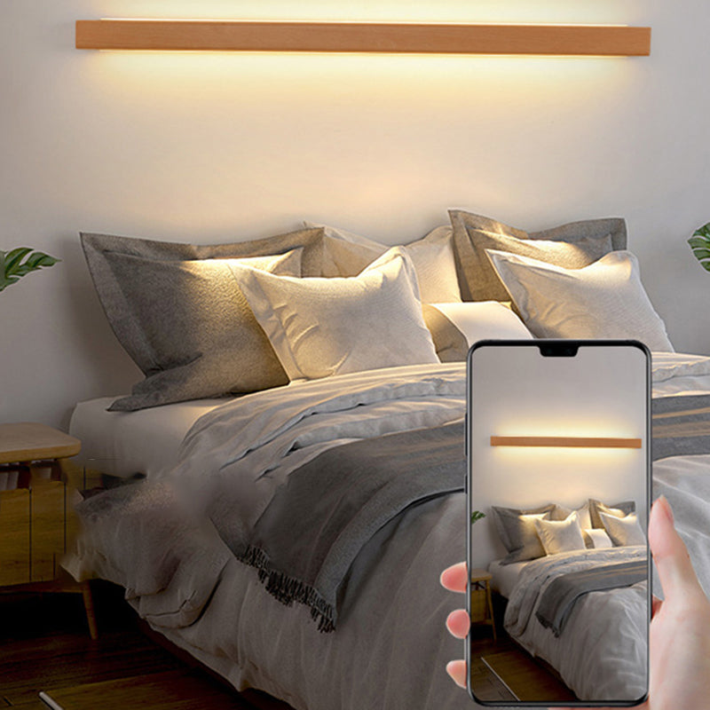 Solid Wood LED Wall Light Linear Strip Wall Lamp Japanese Minimalist Mirror Light for Bathroom Vanity | Bedside and Hallway