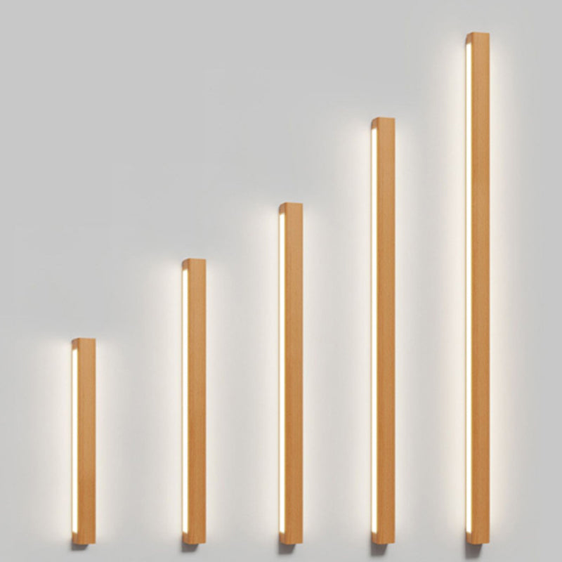 Solid Wood LED Wall Light Linear Strip Wall Lamp Japanese Minimalist Mirror Light for Bathroom Vanity | Bedside and Hallway