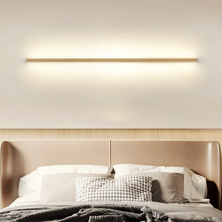 Solid Wood LED Wall Light Linear Strip Wall Lamp Japanese Minimalist Mirror Light for Bathroom Vanity | Bedside and Hallway
