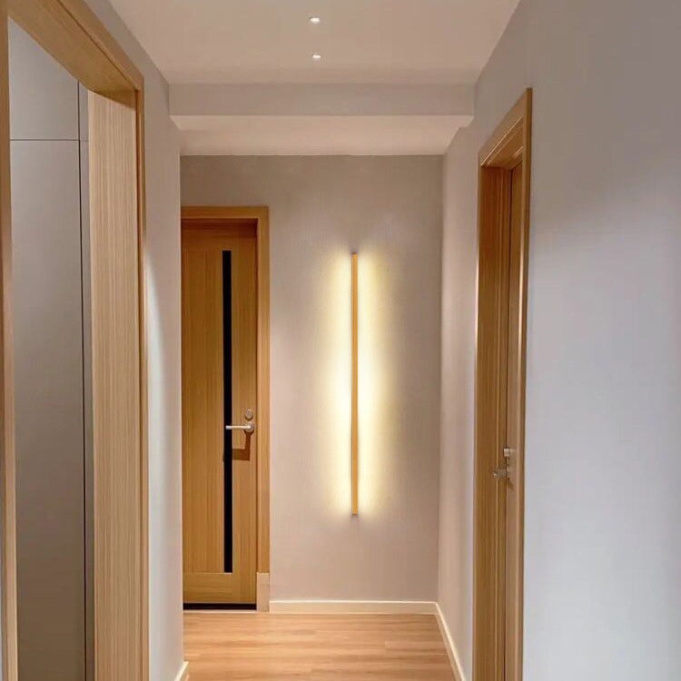 Solid Wood LED Wall Light Linear Strip Wall Lamp Japanese Minimalist Mirror Light for Bathroom Vanity | Bedside and Hallway