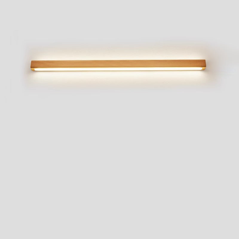 Solid Wood LED Wall Light Linear Strip Wall Lamp Japanese Minimalist Mirror Light for Bathroom Vanity | Bedside and Hallway