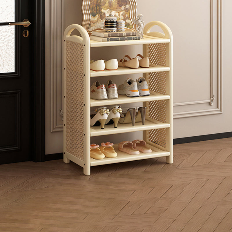 Rattan Shoe Rack Vintage Tiered Shoe Storage Shelf Bamboo Frame with Woven Rattan Side Panels and Handles for Hallway | Entryway and Living Room