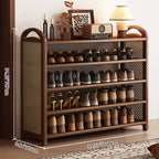 Rattan Shoe Rack Vintage Tiered Shoe Storage Shelf Bamboo Frame with Woven Rattan Side Panels and Handles for Hallway | Entryway and Living Room