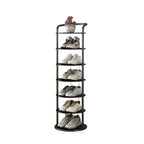 Round Shoe Rack Tall Narrow Metal Shoe Storage Tower Freestanding Carbon Steel Shoe Organiser for Hallway and Entryway
