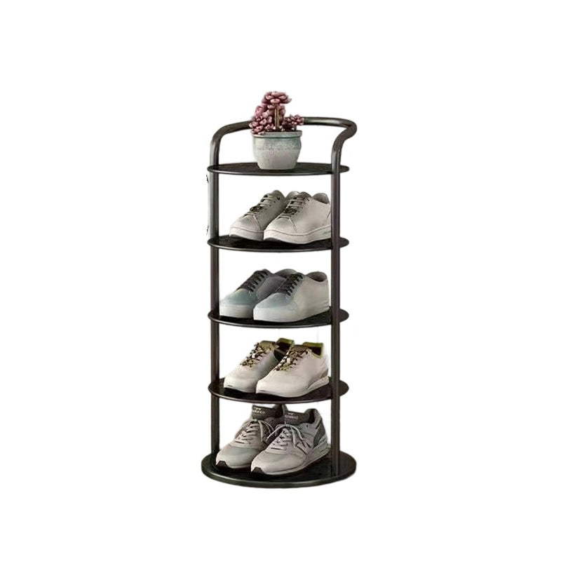 Round Shoe Rack Tall Narrow Metal Shoe Storage Tower Freestanding Carbon Steel Shoe Organiser for Hallway and Entryway