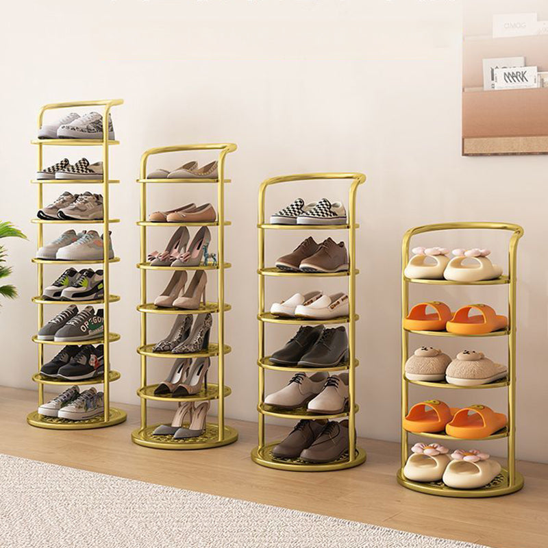Round Shoe Rack Tall Narrow Metal Shoe Storage Tower Freestanding Carbon Steel Shoe Organiser for Hallway and Entryway