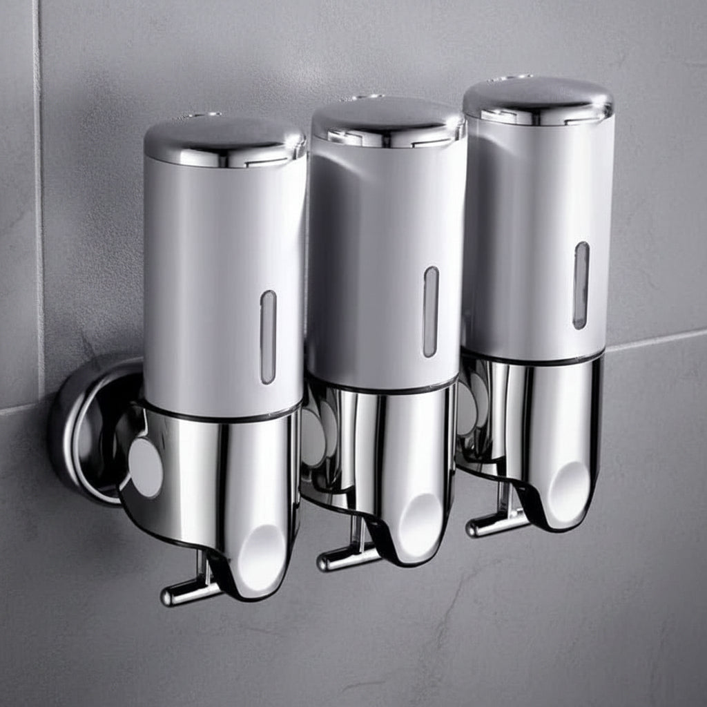 Wall Mounted Soap Dispenser Stainless Steel Shampoo and Lotion Pump Dispenser for Bathroom | Kitchen and Washroom Single | Double or Triple