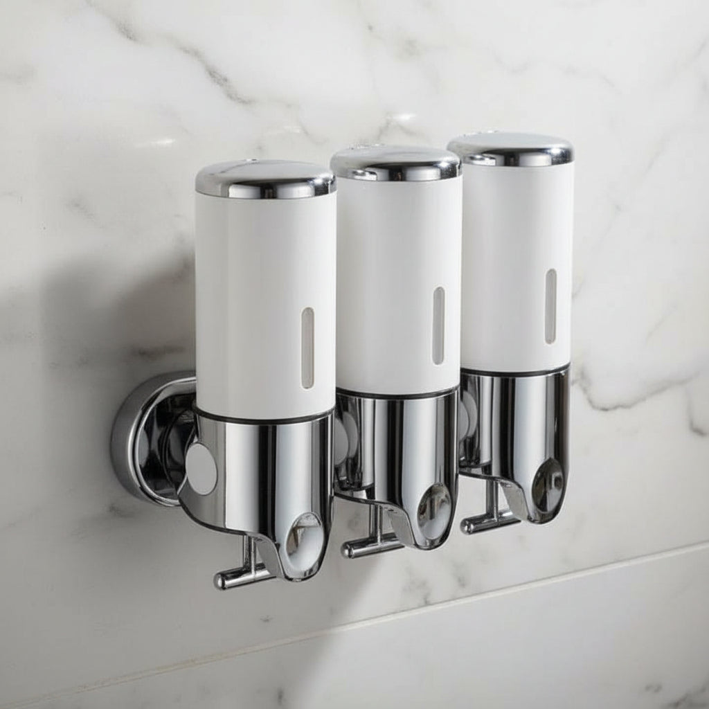 Wall Mounted Soap Dispenser Stainless Steel Shampoo and Lotion Pump Dispenser for Bathroom | Kitchen and Washroom Single | Double or Triple