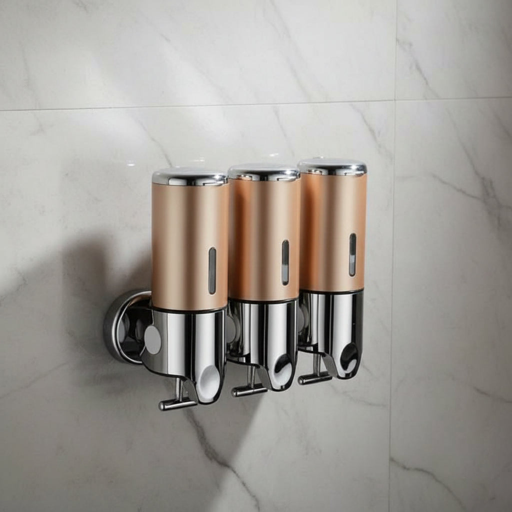 Wall Mounted Soap Dispenser Stainless Steel Shampoo and Lotion Pump Dispenser for Bathroom | Kitchen and Washroom Single | Double or Triple