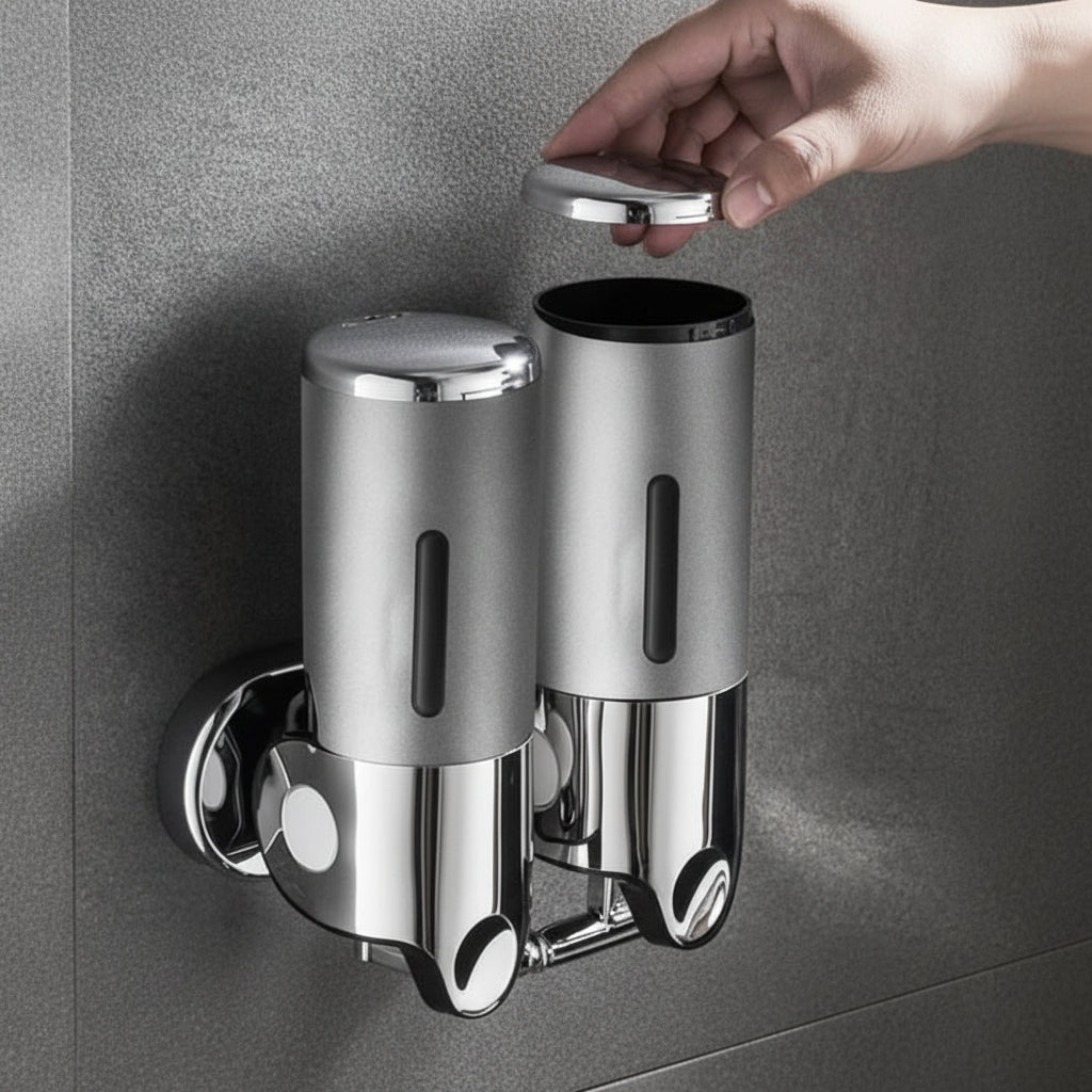 Wall Mounted Soap Dispenser Stainless Steel Shampoo and Lotion Pump Dispenser for Bathroom | Kitchen and Washroom Single | Double or Triple