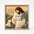 Fabric Tuck Art Kit Pre Punched Board with Wooden Tool No Sew Textured Craft Kit Nativity | Cross and Shepherd Designs Religious Wall Art