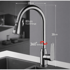 Pull Out Kitchen Tap Single Lever Swivel Spout Kitchen Mixer Tap with Pull Down Spray Head and Flexible Hose for Kitchen Sinks