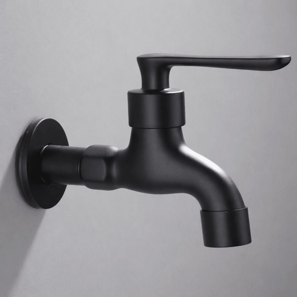 Matte Black Wall Mounted Outdoor Tap Solid Brass Garden Tap with Hose Connector Option Washing Machine Tap for Kitchen | Bathroom and Balcony