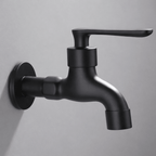 Matte Black Wall Mounted Outdoor Tap Solid Brass Garden Tap with Hose Connector Option Washing Machine Tap for Kitchen | Bathroom and Balcony
