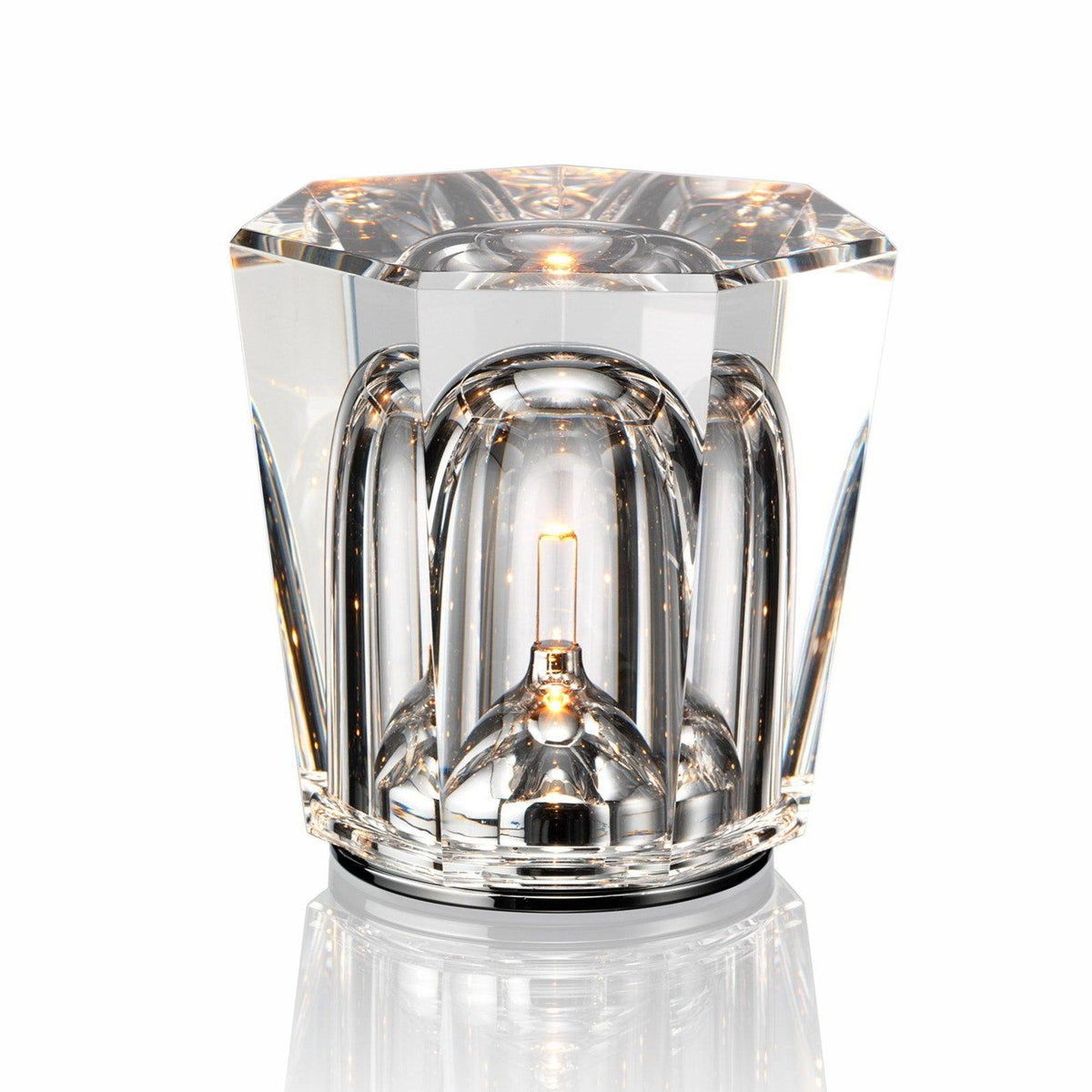 Diamond-Cut Crystal Table Lamp With Faceted Prism Shade