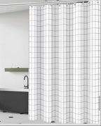 Waterproof Shower Curtain with Hooks PEVA Printed Bath Curtain Mould Resistant Easy Clean Shower Curtain for Bathroom and Bathtub
